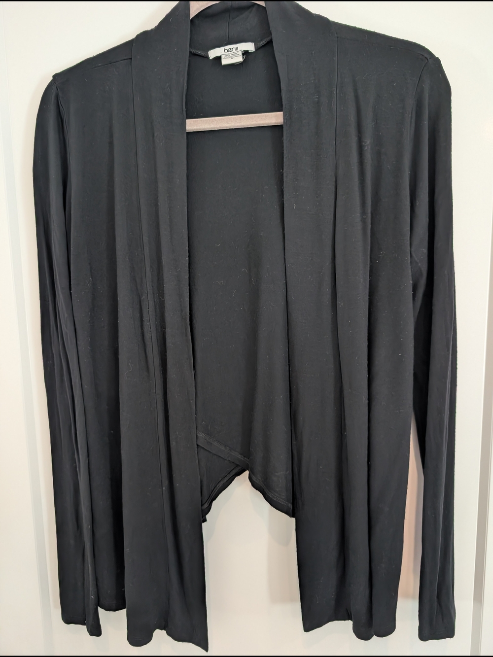 bar lll Black Open-Front Draped Women's Cardigan SMALL